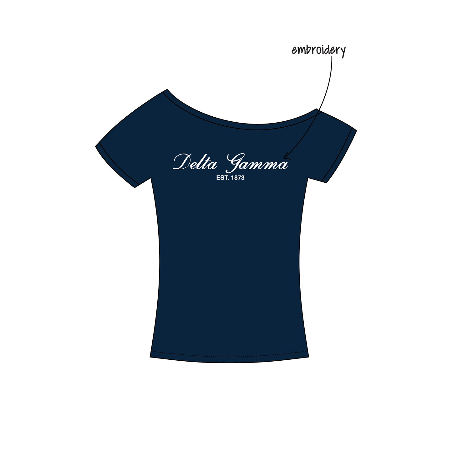 University of Oregon x Delta Gamma 'PR' Blaine Off-the-Shoulder Baby Tee