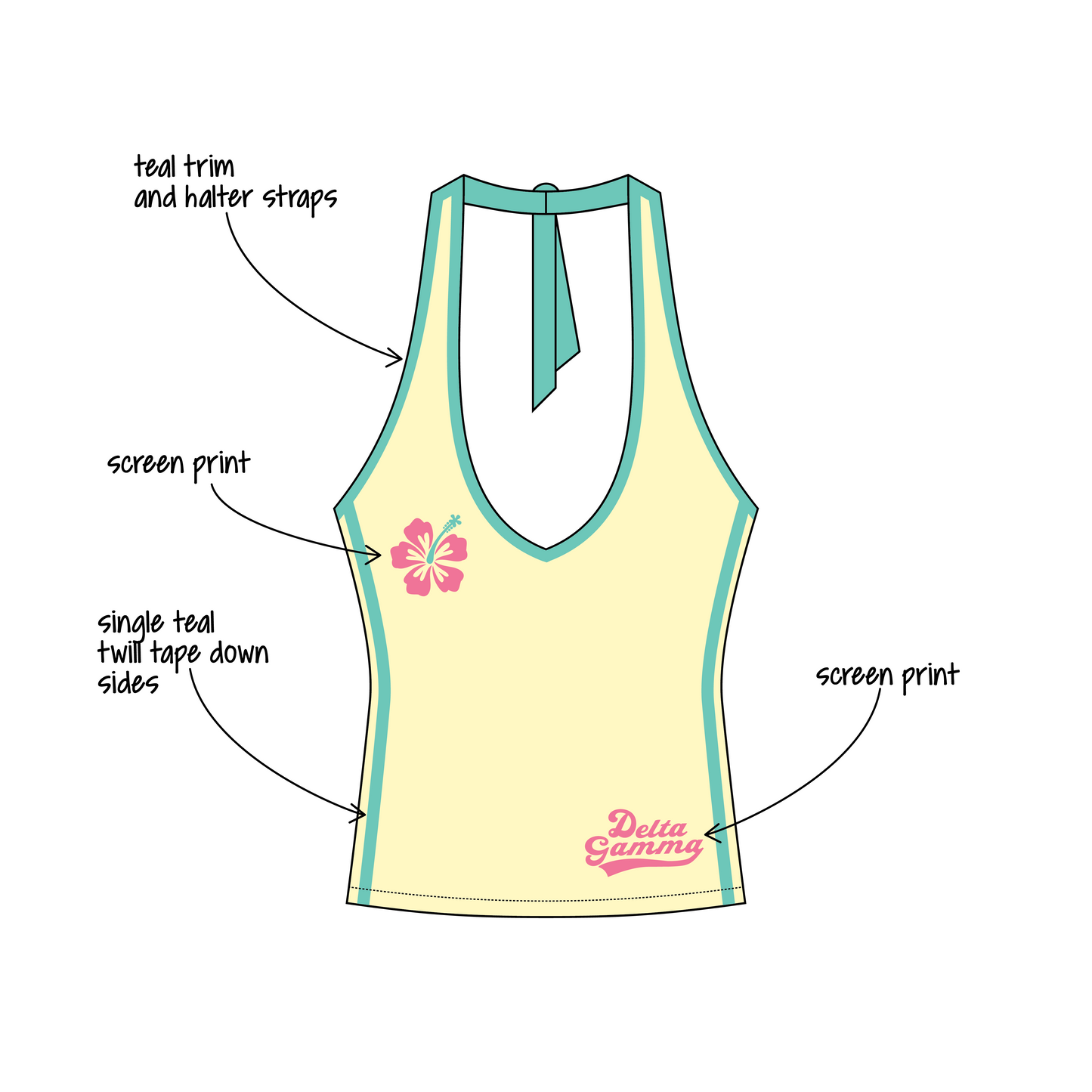San Diego State University x Delta Gamma 'Recruitment Prep Week' Leona Halter Top