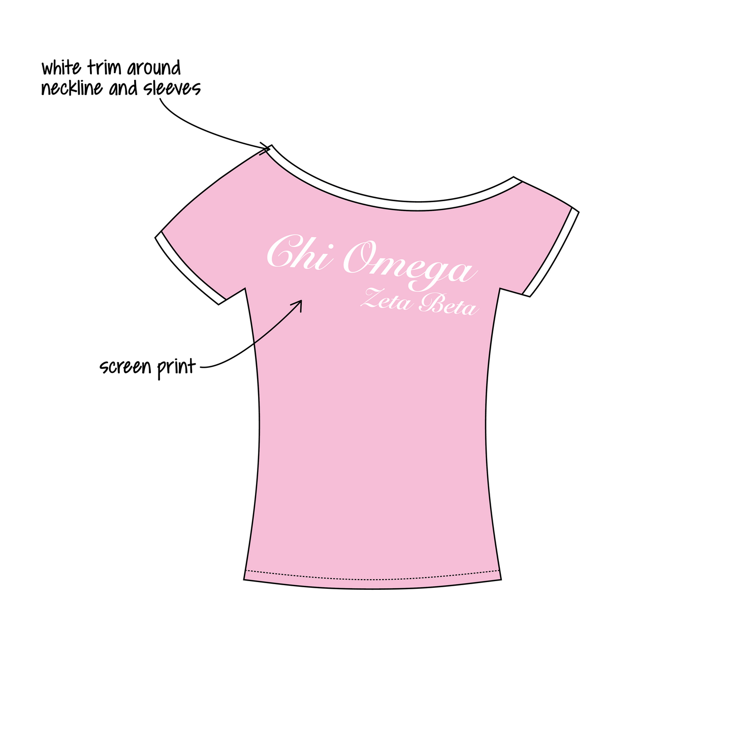 University of Arizona x Chi Omega 'Bid day 2026' Blaine Off-the-Shoulder Baby Tee