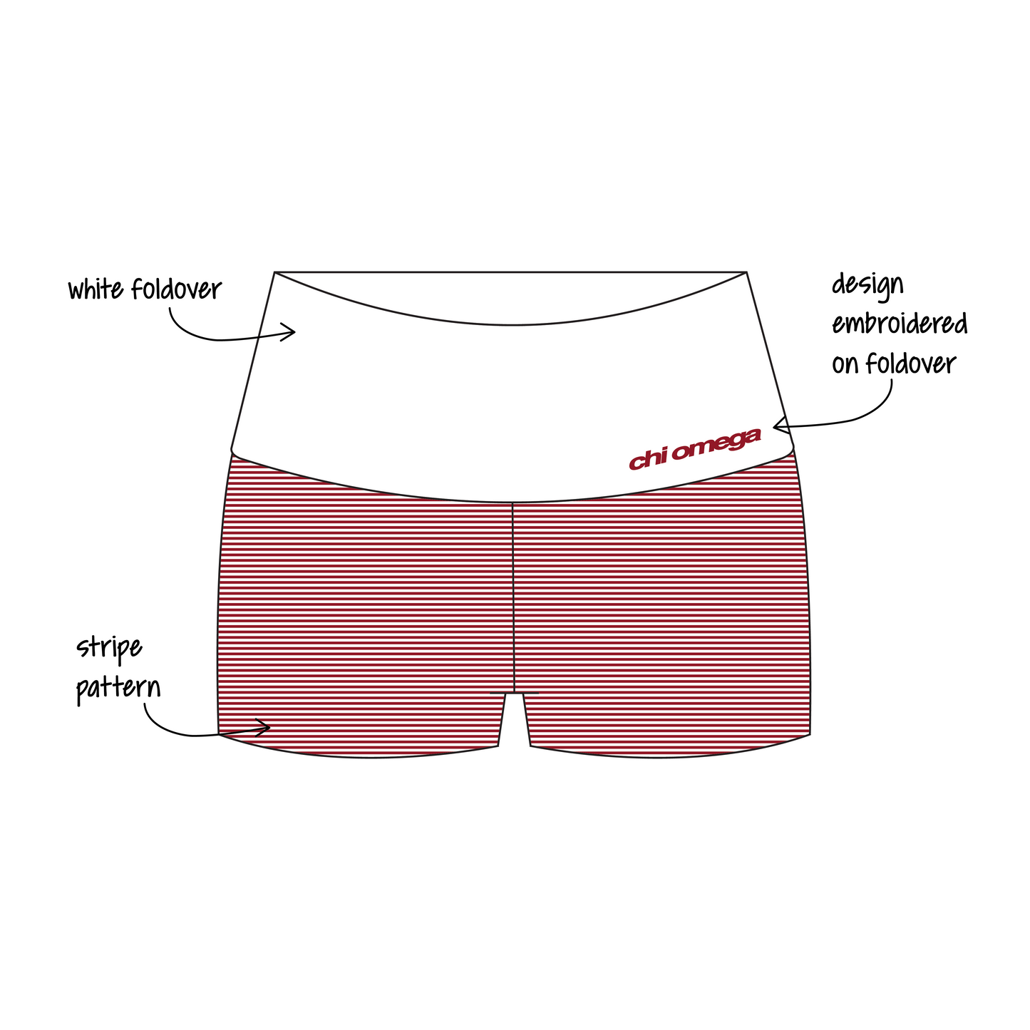 University of Maine x Chi Omega 'Fall Merch' Haven Foldover Shorts