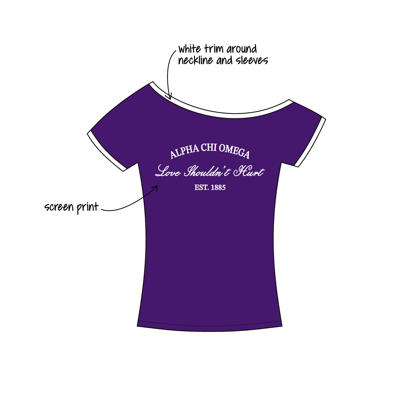 University of Washington x Alpha Chi Omega 'Recruitment - Philanthorpy' Blaine Off-the-Shoulder Baby Tee