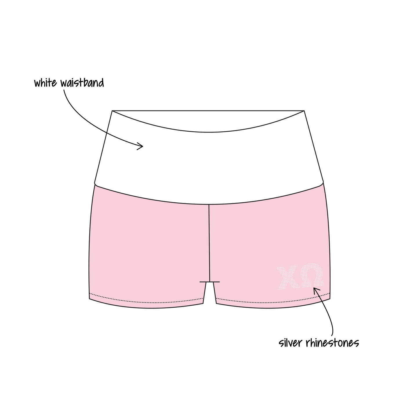 California Polytechnic State University, San Luis Obispo x Chi Omega 'Leadership Merch' Haven Foldover Shorts