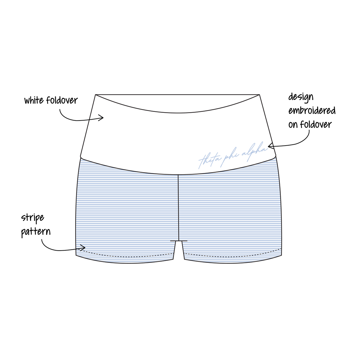 University of Cincinnati x Theta Phi Alpha 'General' Haven Foldover Shorts