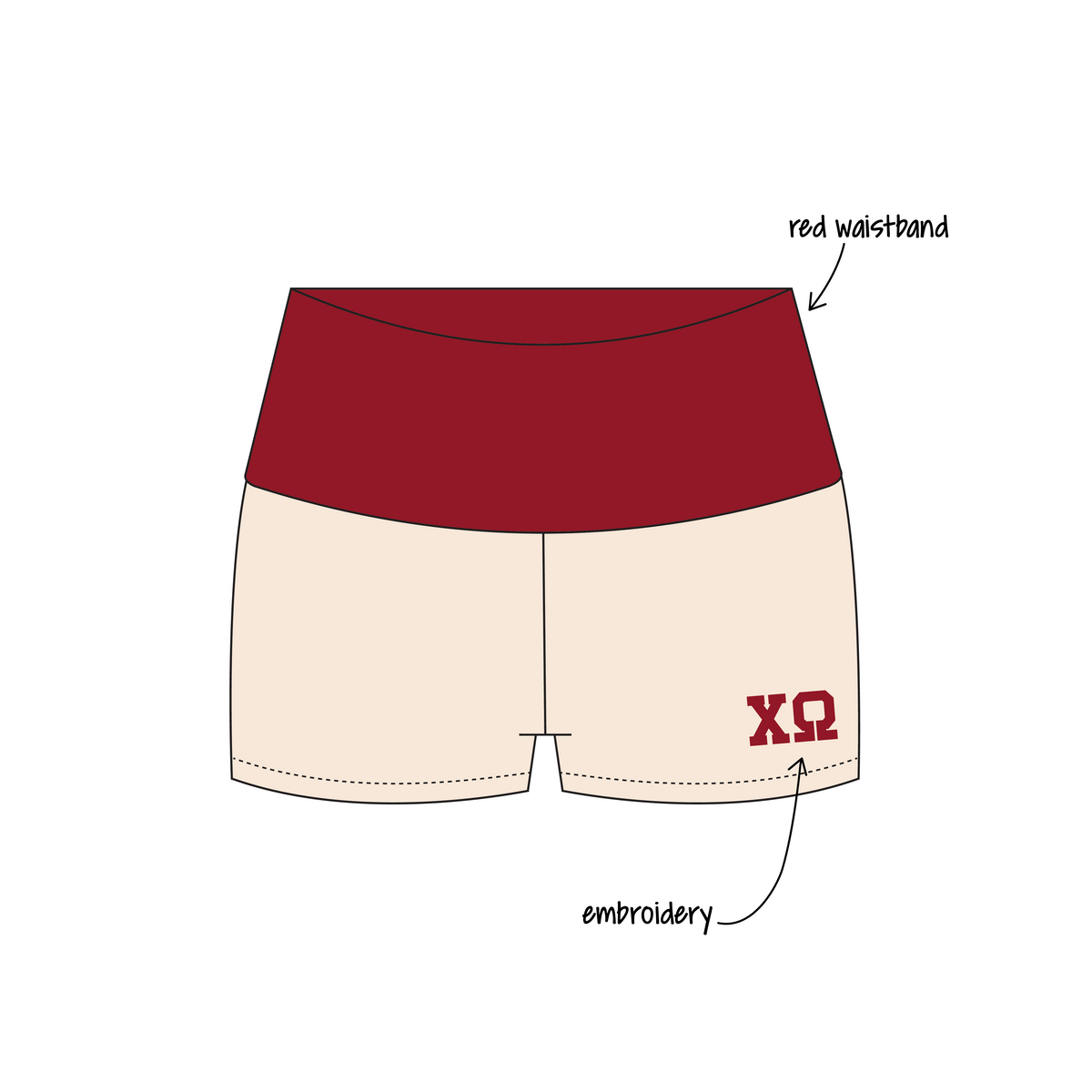 California Polytechnic State University, San Luis Obispo x Chi Omega 'Fall Merch 2026' Haven Foldover Shorts