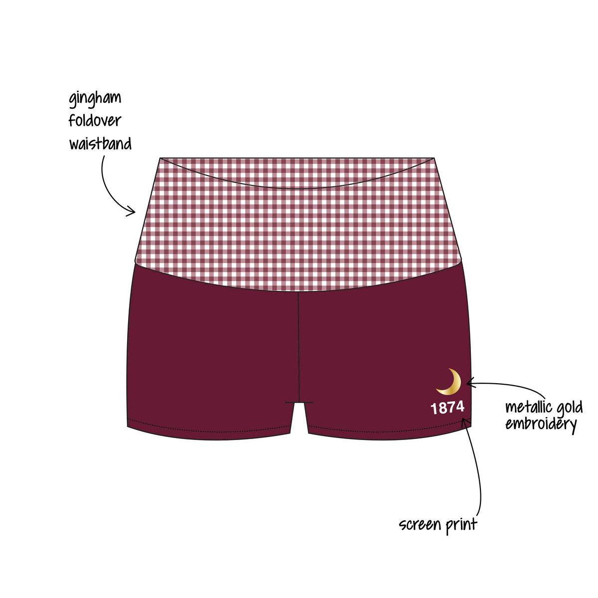 California State University, San Marcos x Gamma Phi Beta 'Annual Chapter Merch' Haven Foldover Shorts