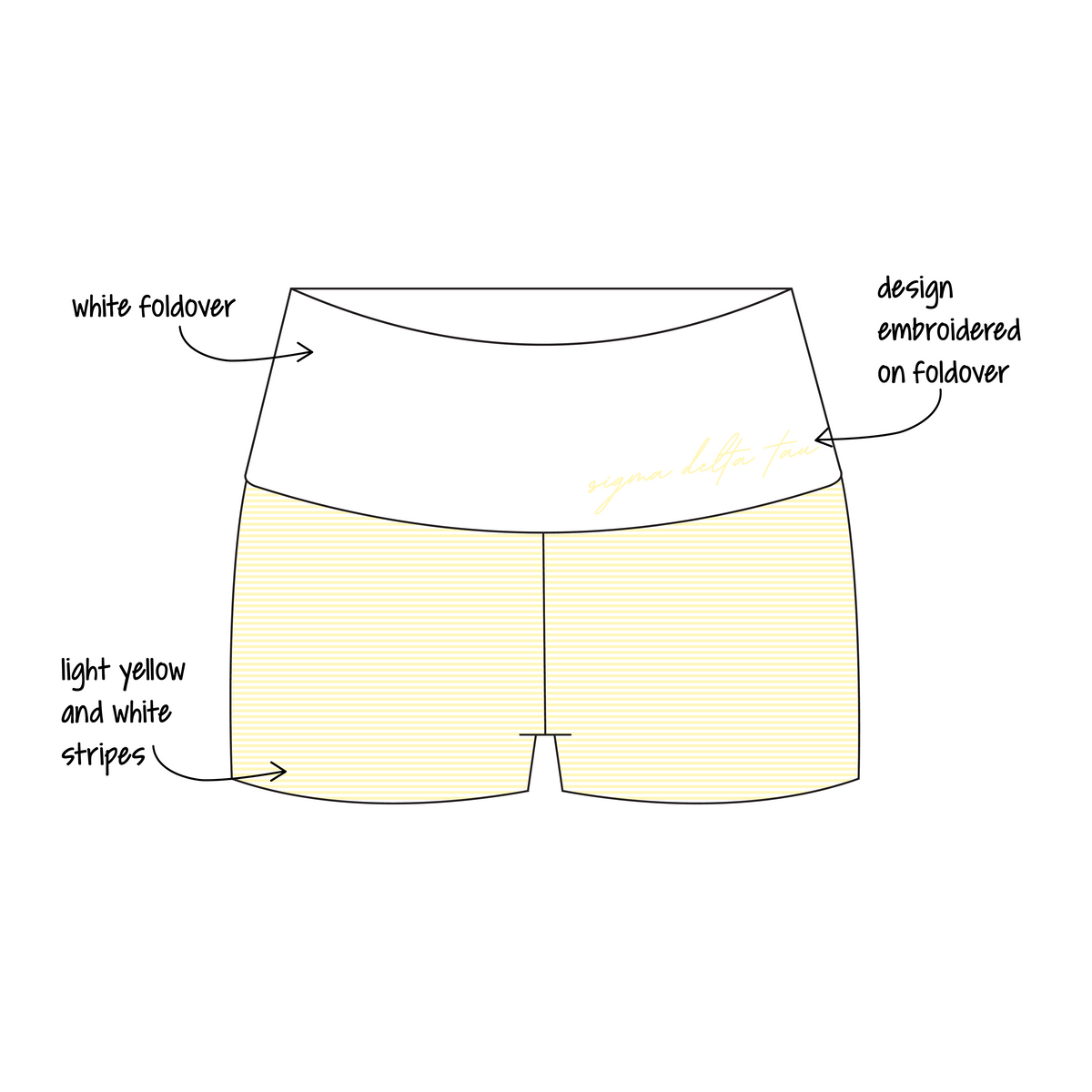 University of Illinois at Urbana-Champaign x Sigma Delta Tau 'Work week' Haven Foldover Shorts