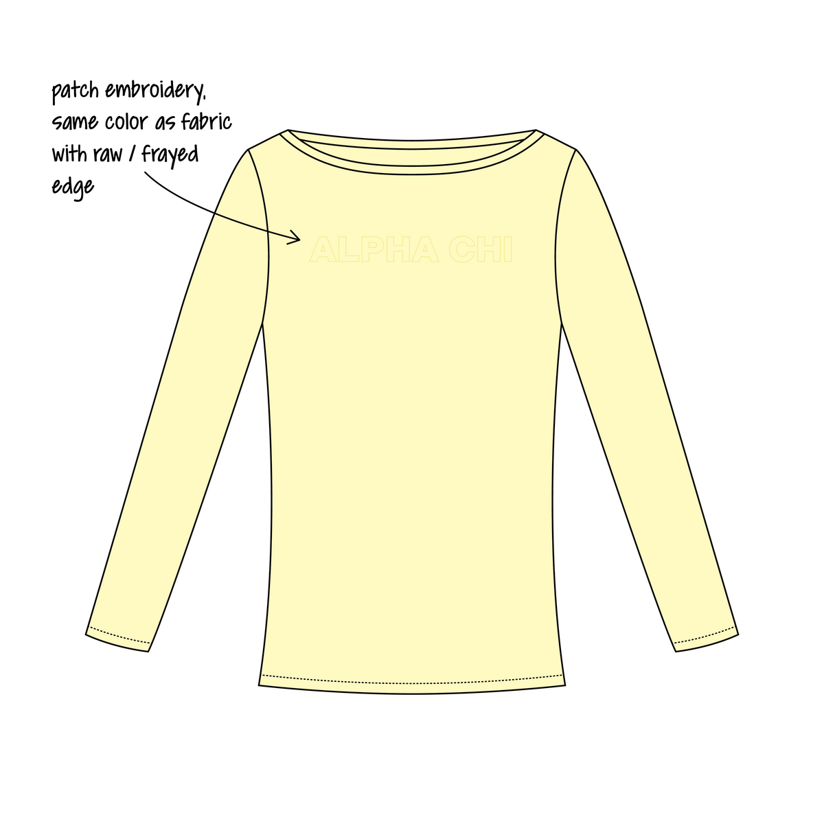 Baylor University x Alpha Chi Omega 'PR' Audrey Boat Neck Long Sleeve