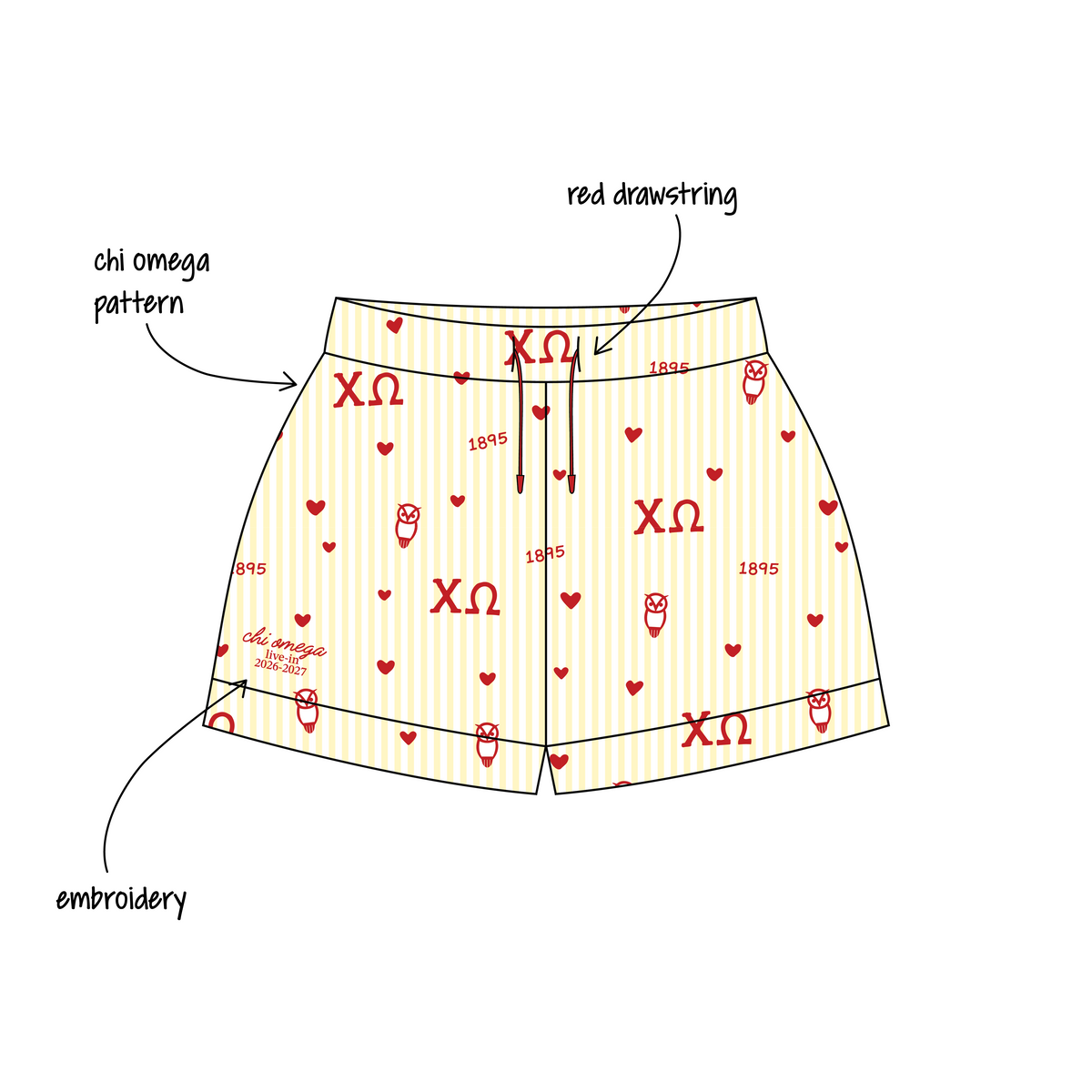 University of Arizona x Chi Omega 'Live in PJs' Signature Pajama Shorts