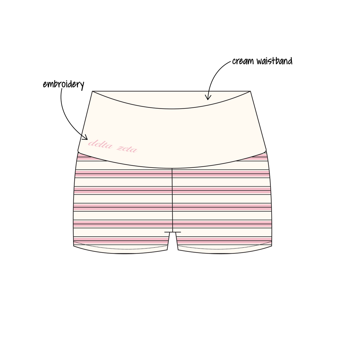 California State University, Long Beach x Delta Zeta 'Retreat' Haven Foldover Shorts