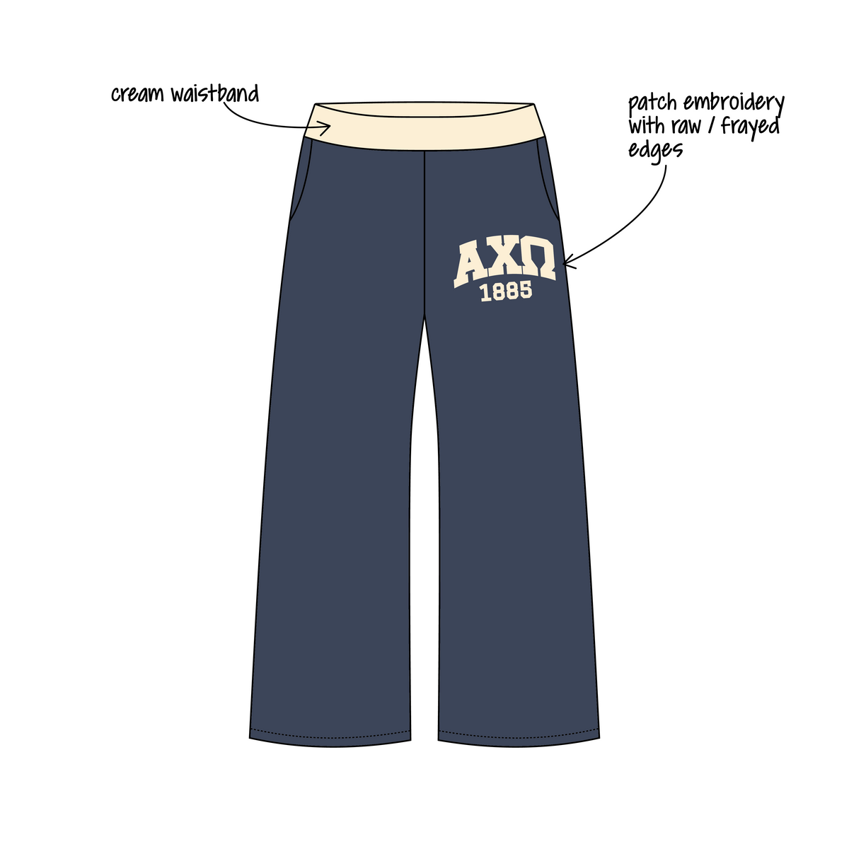 University of Maryland, College Park x Alpha Chi Omega 'Semester merch' Jagger Wide-Leg Sweatpants