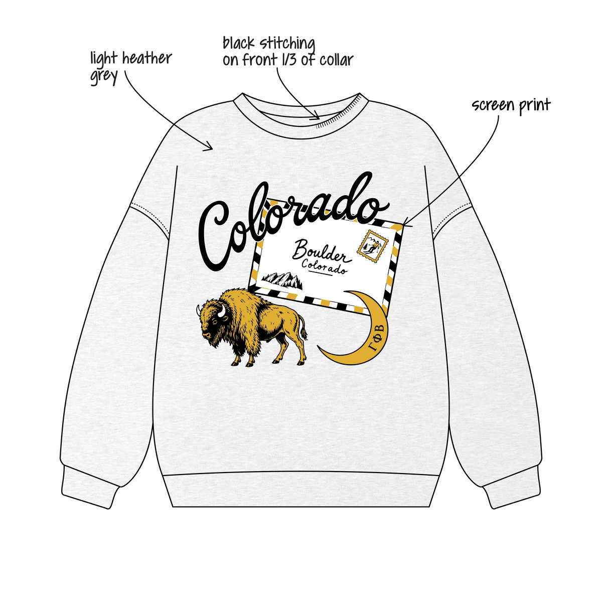 University of Colorado Boulder x Gamma Phi Beta 'fall drop' Signature Crewneck