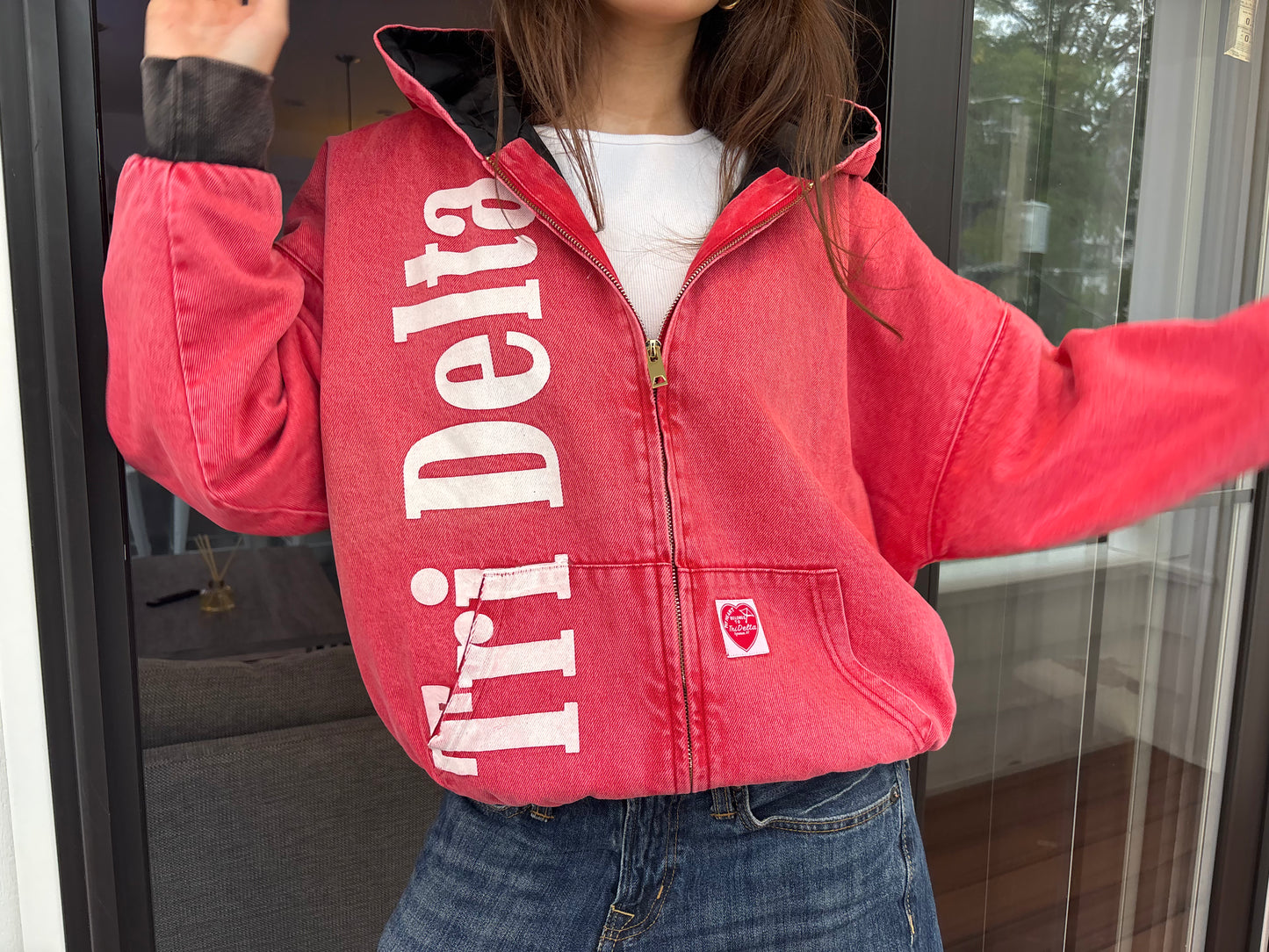 Delta Delta Delta 'Acid Wash' Zip-Up Hoodie