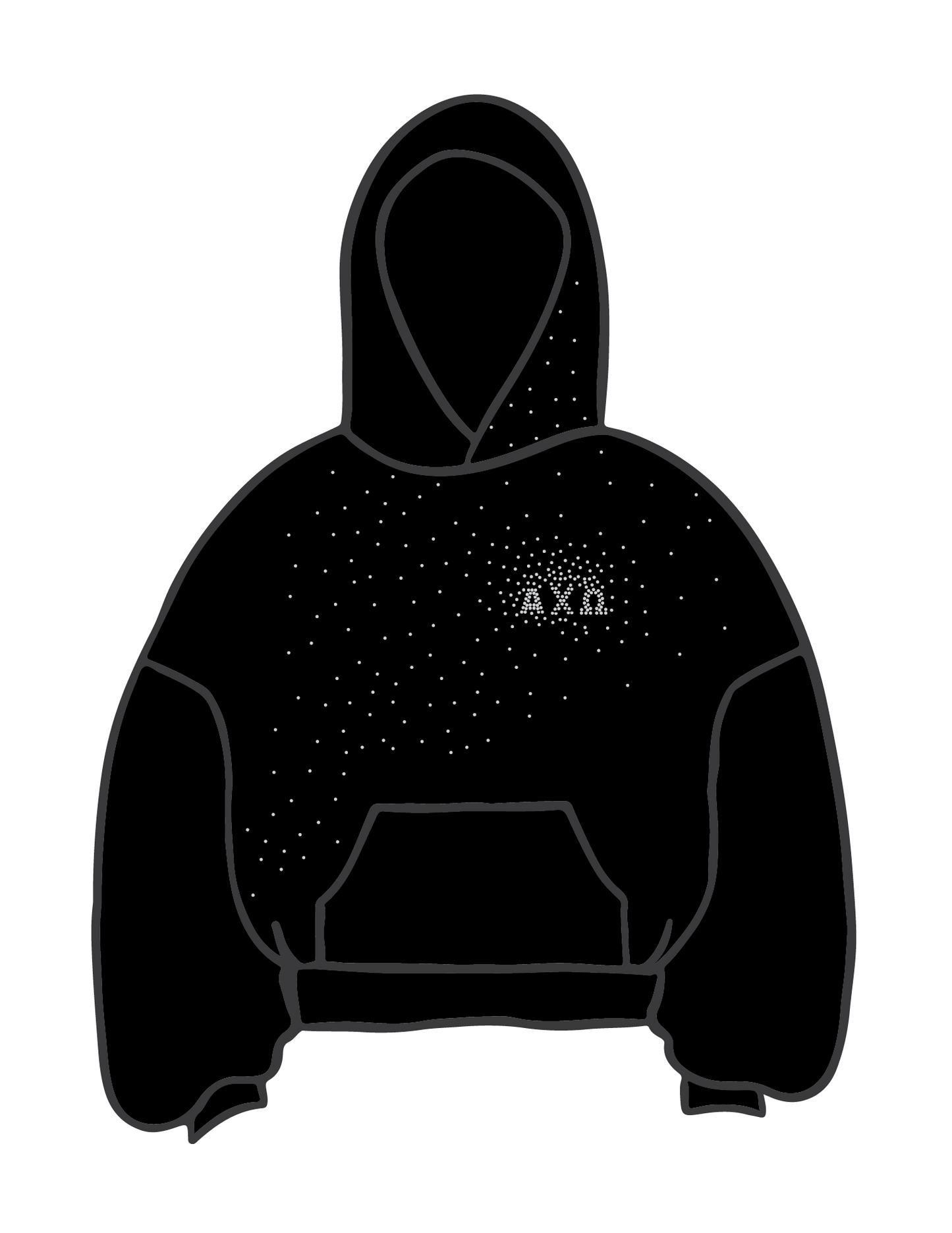 Alpha Chi Omega 'Black Rhinestone' Hoodie