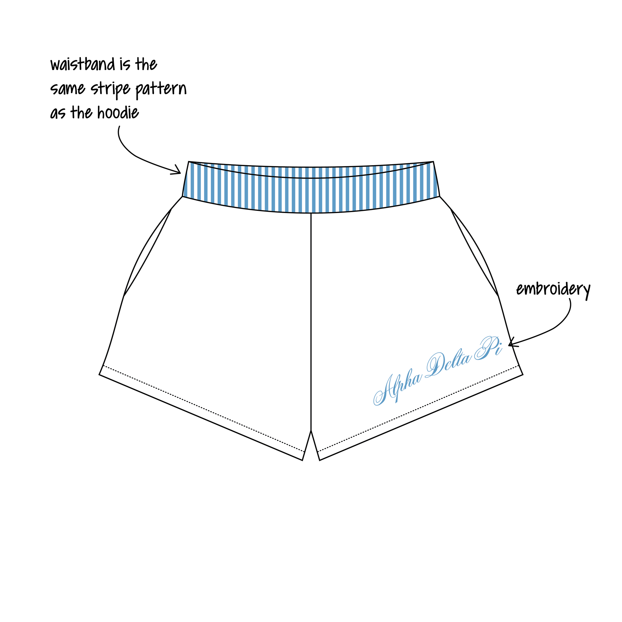 University of Delaware x Alpha Delta Pi 'First Day of Class' Ferbie Sweatshorts