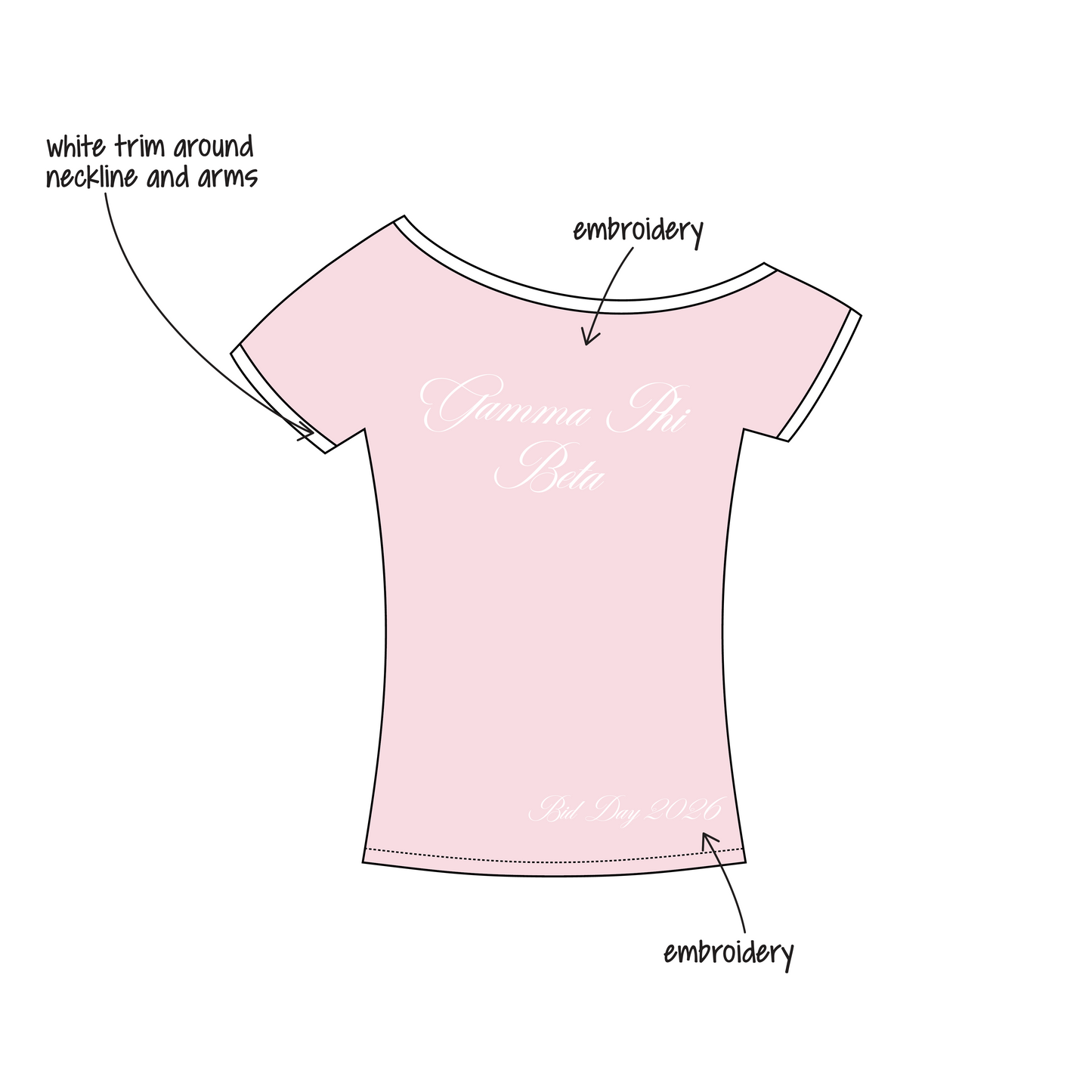 University of California, Santa Barbara x Gamma Phi Beta 'Bid Day 2026' Blaine Off-the-Shoulder Baby Tee
