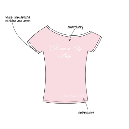 University of California, Santa Barbara x Gamma Phi Beta 'Bid Day 2026' Blaine Off-the-Shoulder Baby Tee
