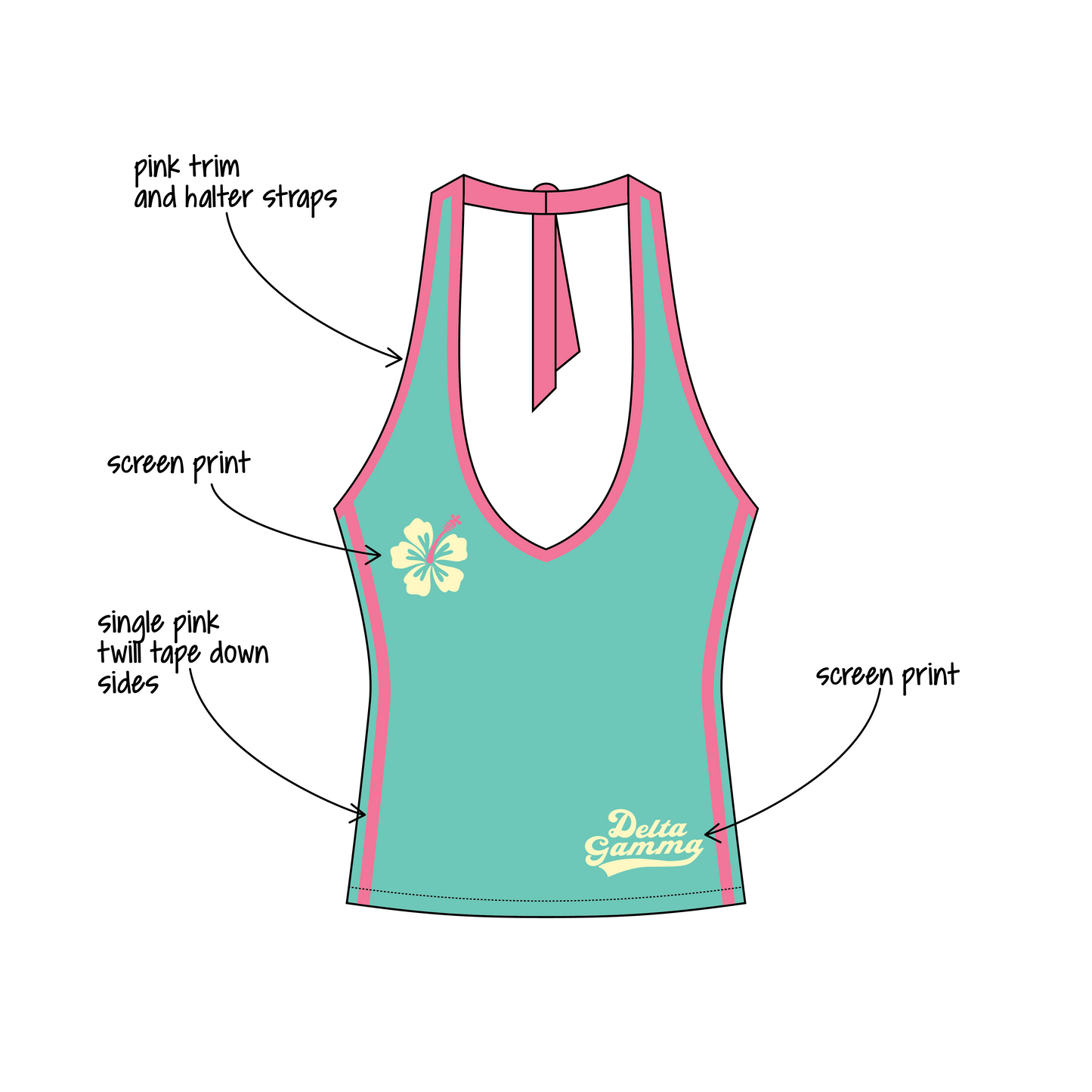 San Diego State University x Delta Gamma 'Recruitment Prep Week' Leona Halter Top