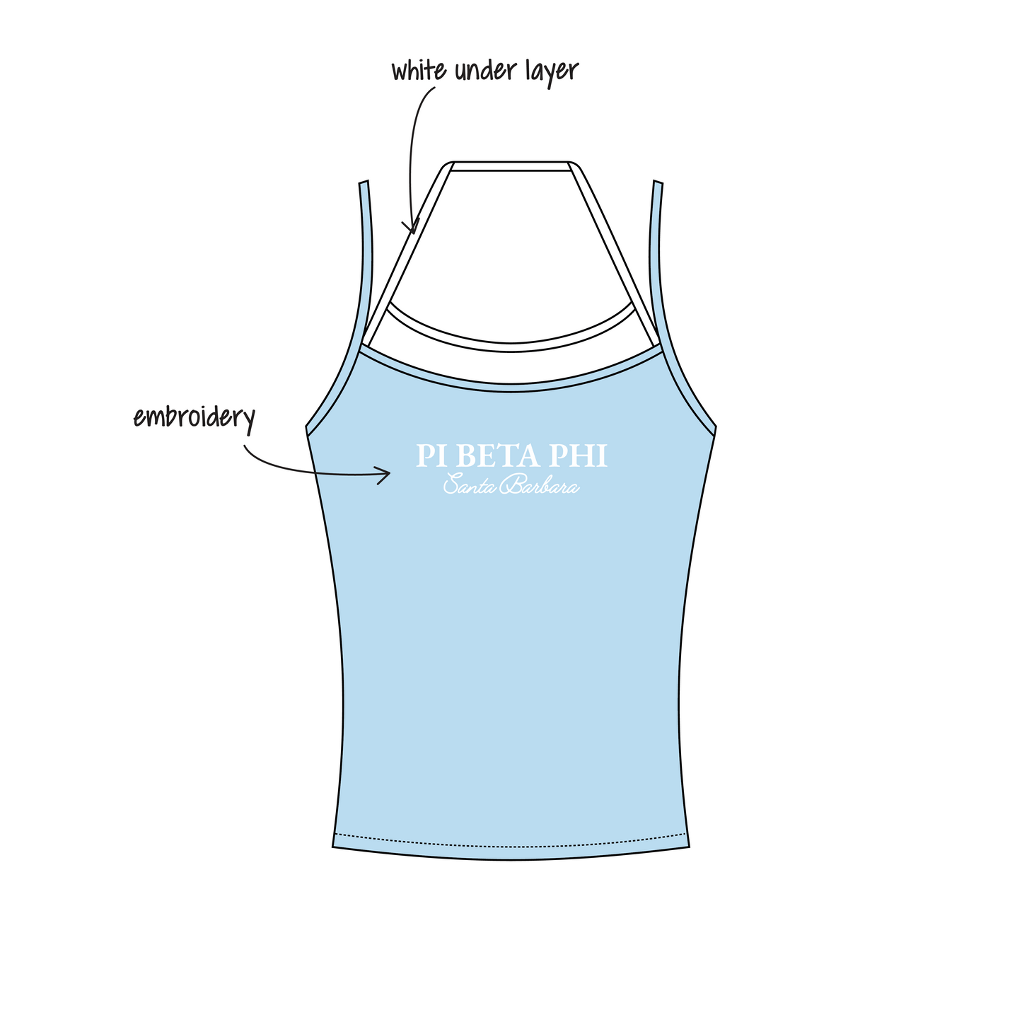 University of California, Santa Barbara x Pi Beta Phi 'FDOC' Sara Double Layer Tank Top