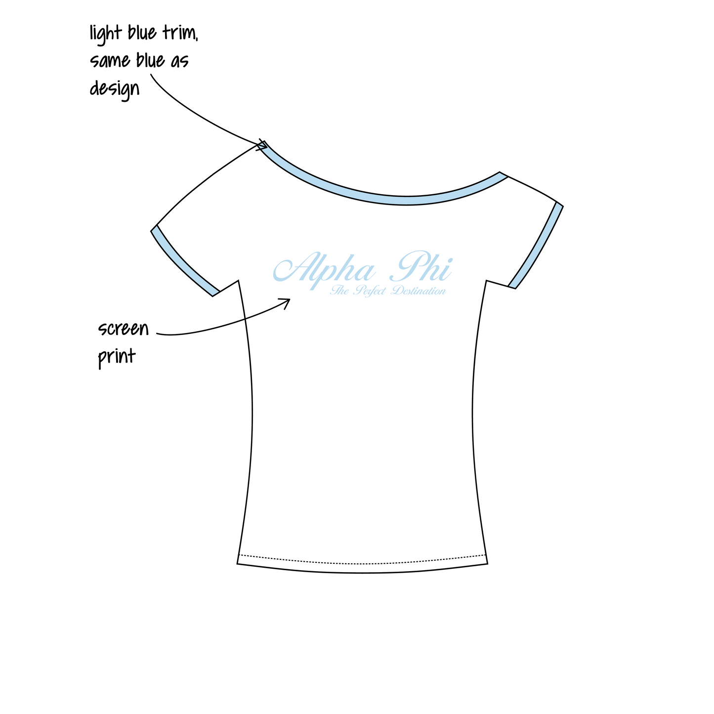 Pepperdine University x Alpha Phi 'Recruitment' Blaine Off-the-Shoulder Baby Tee
