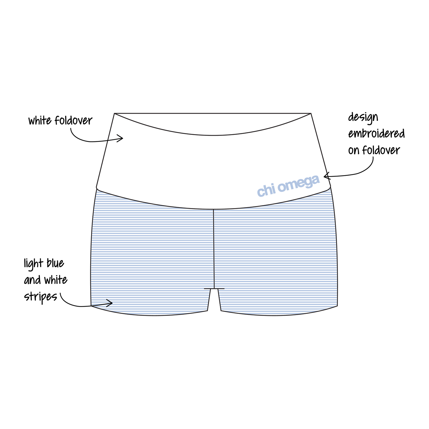 University of Arizona x Chi Omega 'Fall Merch Drop' Haven Foldover Shorts