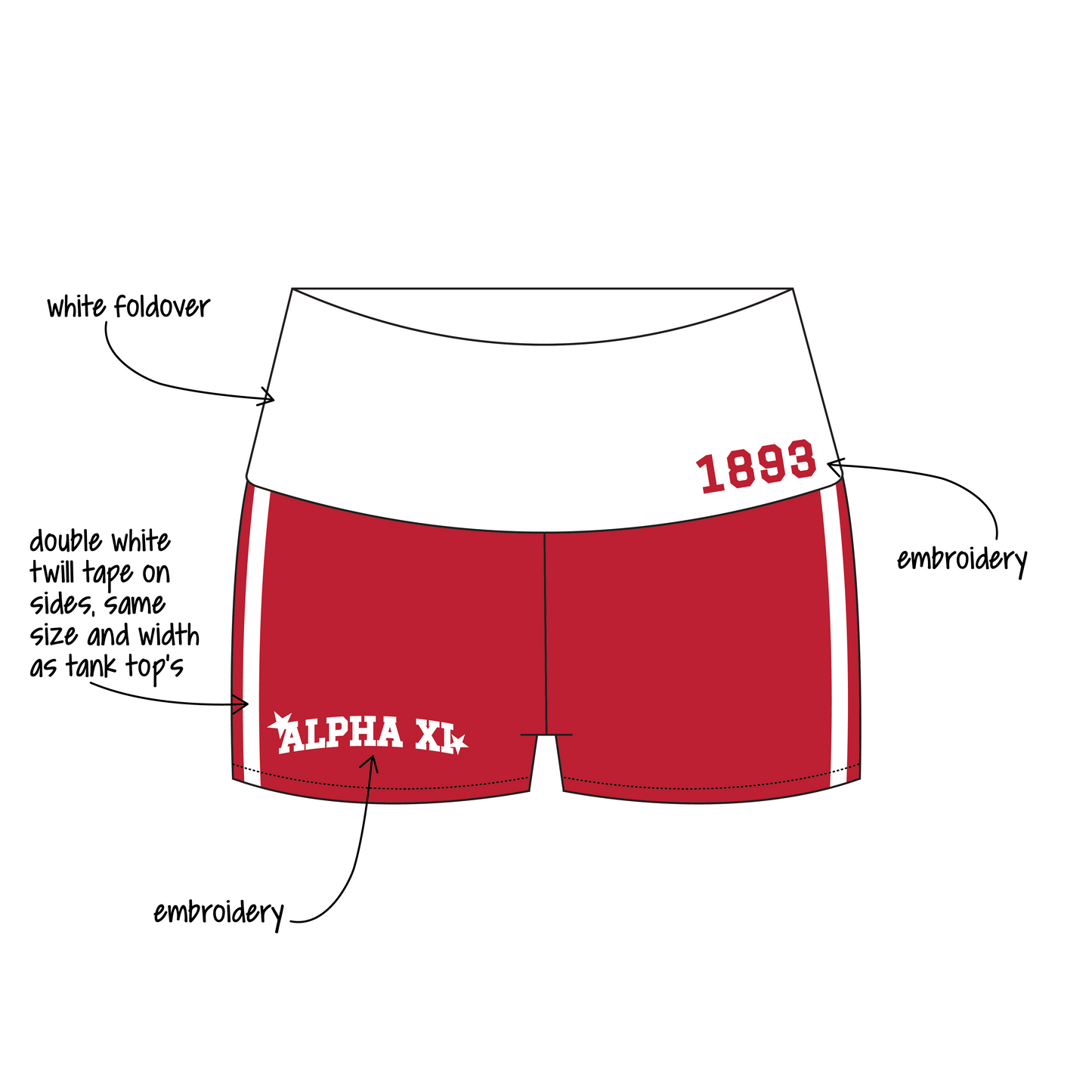 Penn State University x Alpha Xi Delta 'Summer merch' Haven Foldover Shorts
