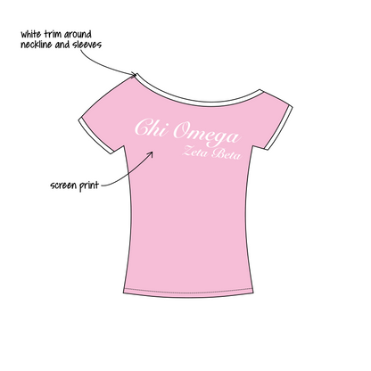 University of Arizona x Chi Omega 'Bid day 2026' Blaine Off-the-Shoulder Baby Tee