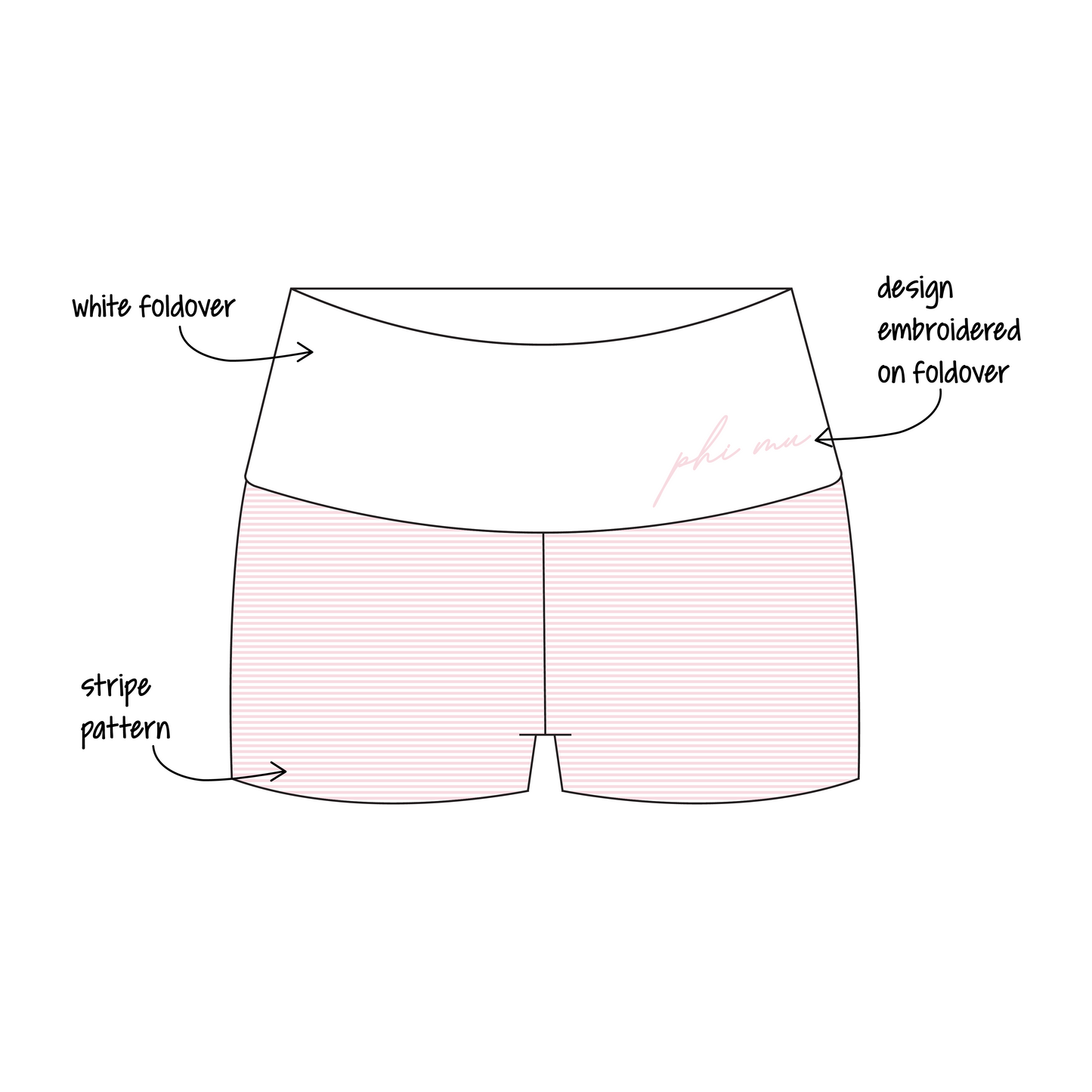 Johns Hopkins University x Phi Mu 'Fall Merch' Haven Foldover Shorts