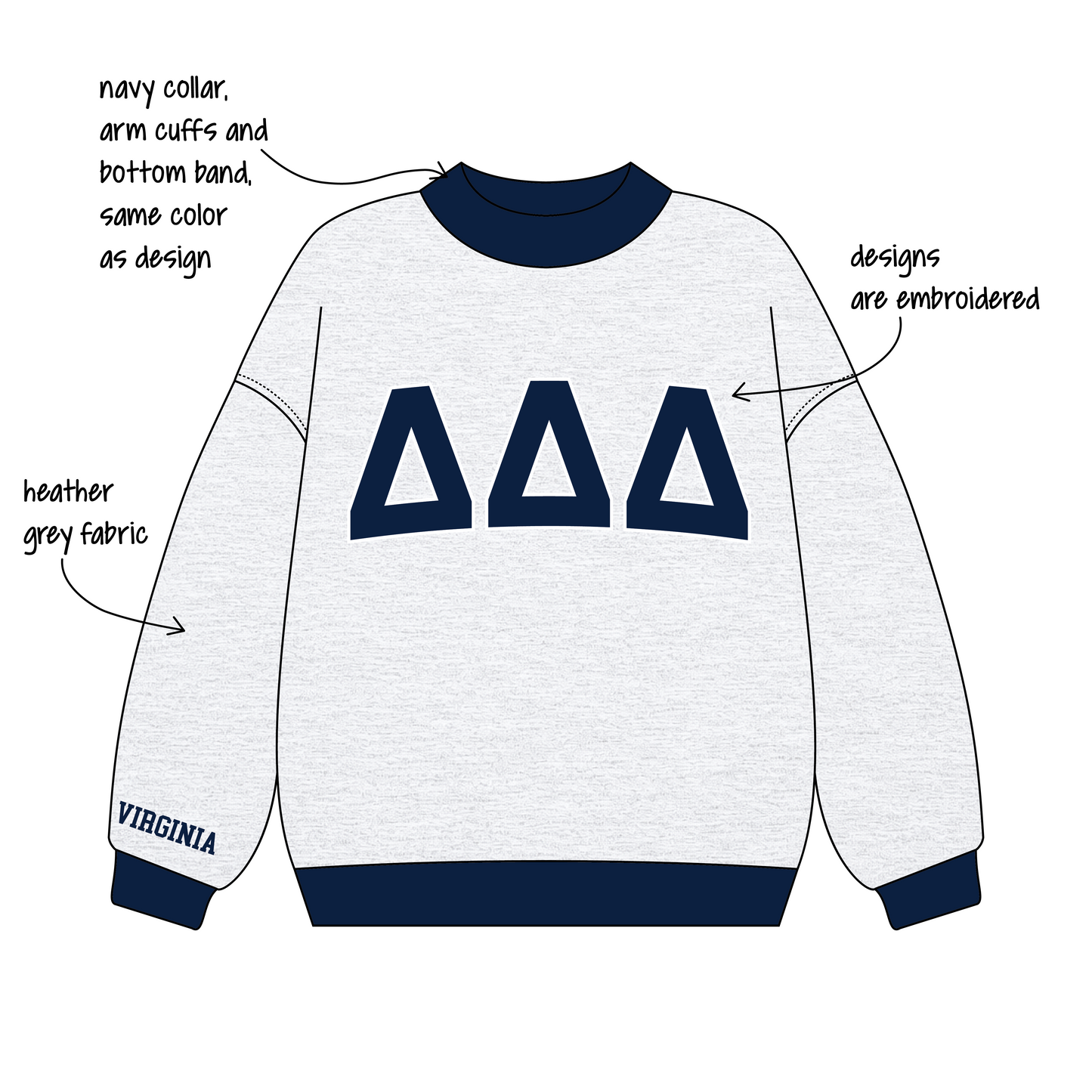 University of Virginia x Delta Delta Delta 'Fall Merch Drop' Signature Mockneck