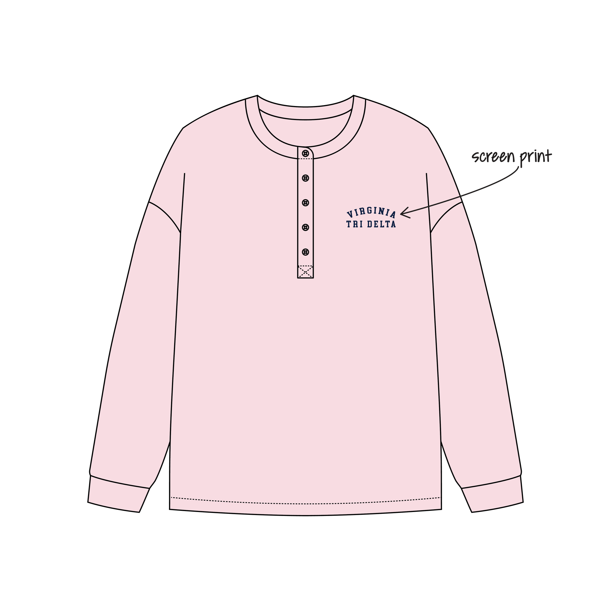University of Virginia x Delta Delta Delta 'Fall Merch Drop' Daisy Long Sleeve Henley