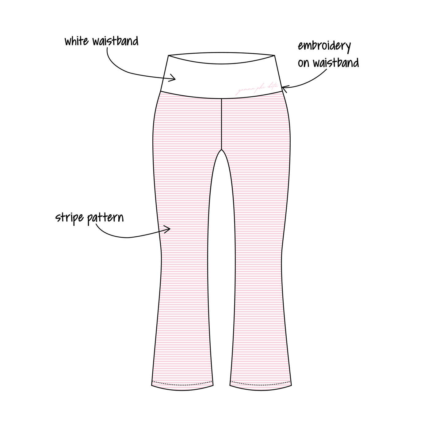 Quinnipiac University x Gamma Phi Beta 'Fall Merch 2026' Becca Foldover Yoga Pants