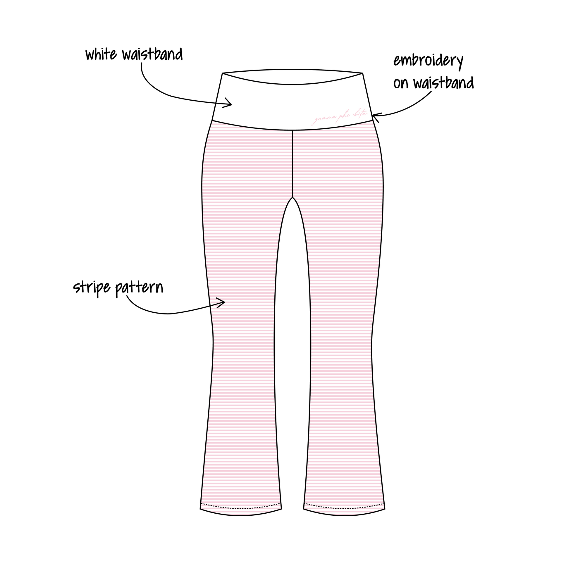 Quinnipiac University x Gamma Phi Beta 'Fall Merch 2026' Becca Foldover Yoga Pants