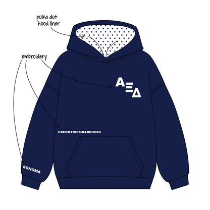 Sonoma State University x Alpha Xi Delta 'Executive Board Merch' Signature Hoodie