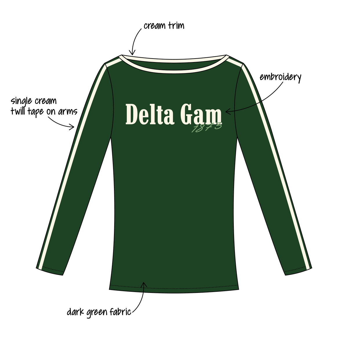 Michigan State University x Delta Gamma 'MSU vs. UMICH Rivalry Game' Audrey Boat Neck Long Sleeve