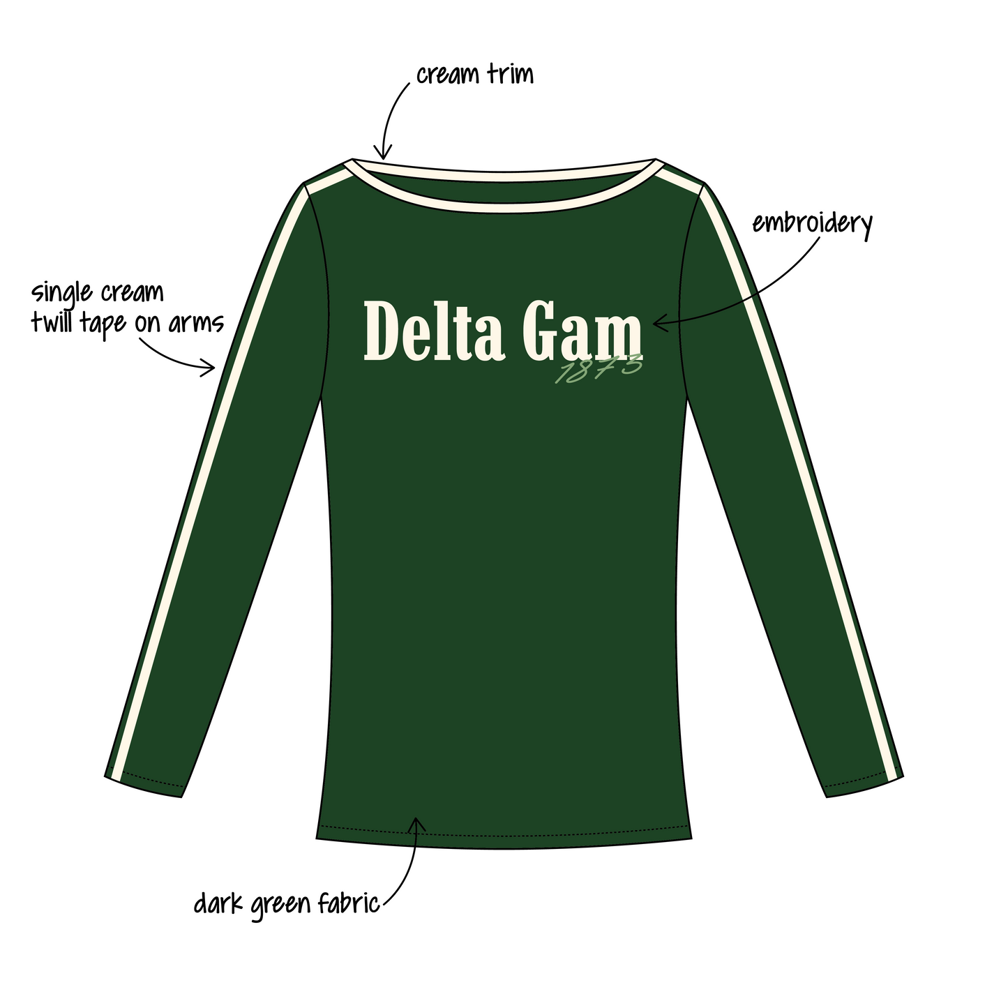 Michigan State University x Delta Gamma 'MSU vs. UMICH Rivalry Game' Audrey Boat Neck Long Sleeve