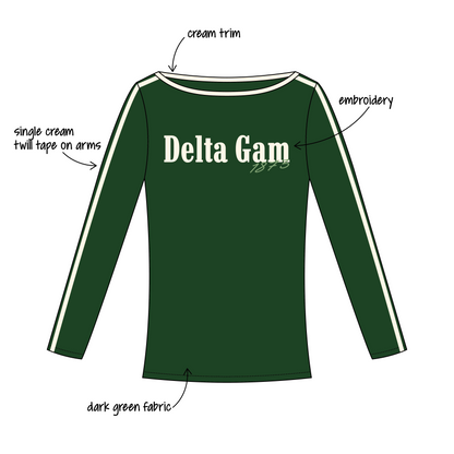 Michigan State University x Delta Gamma 'MSU vs. UMICH Rivalry Game' Audrey Boat Neck Long Sleeve
