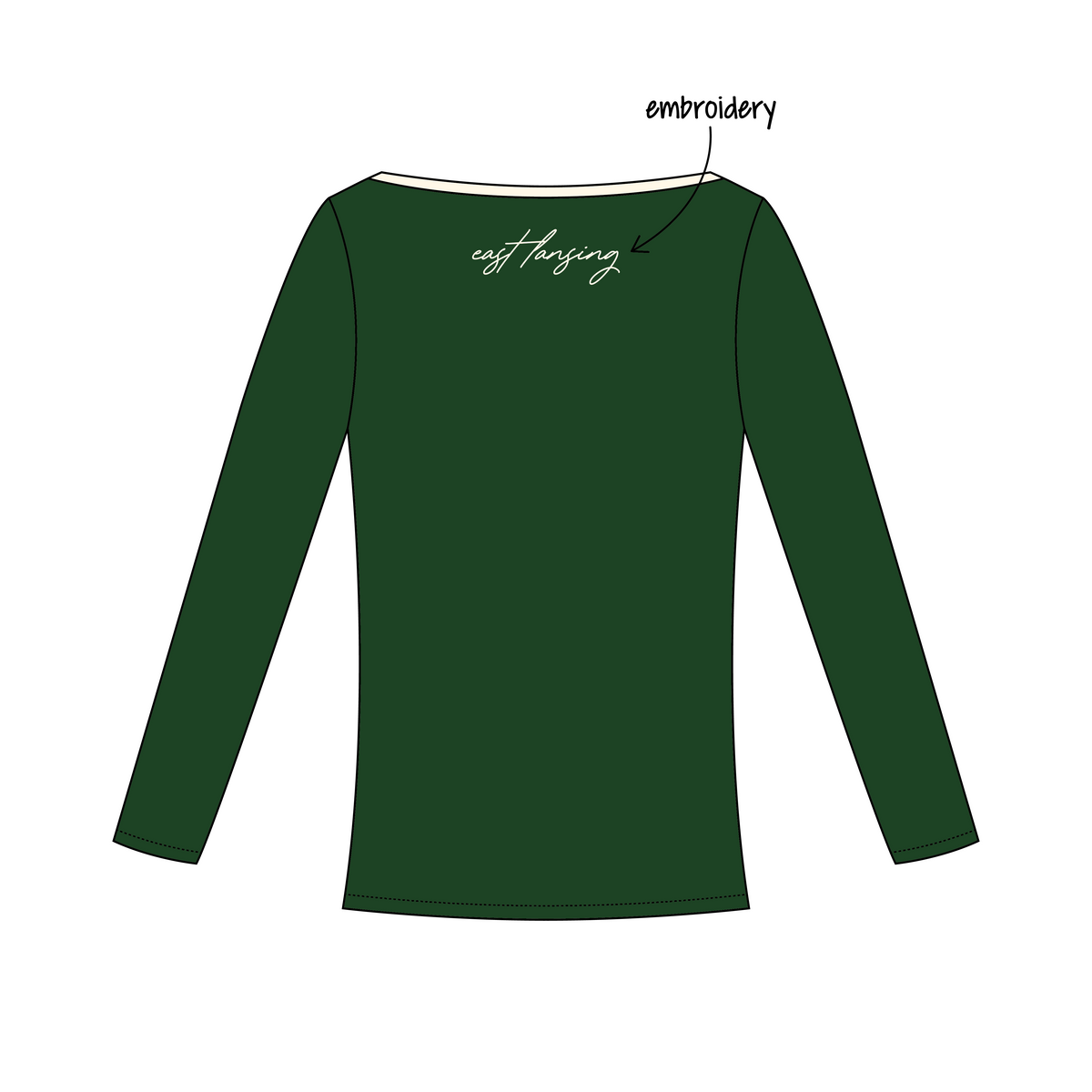 Michigan State University x Delta Gamma 'MSU vs. UMICH Rivalry Game' Audrey Boat Neck Long Sleeve