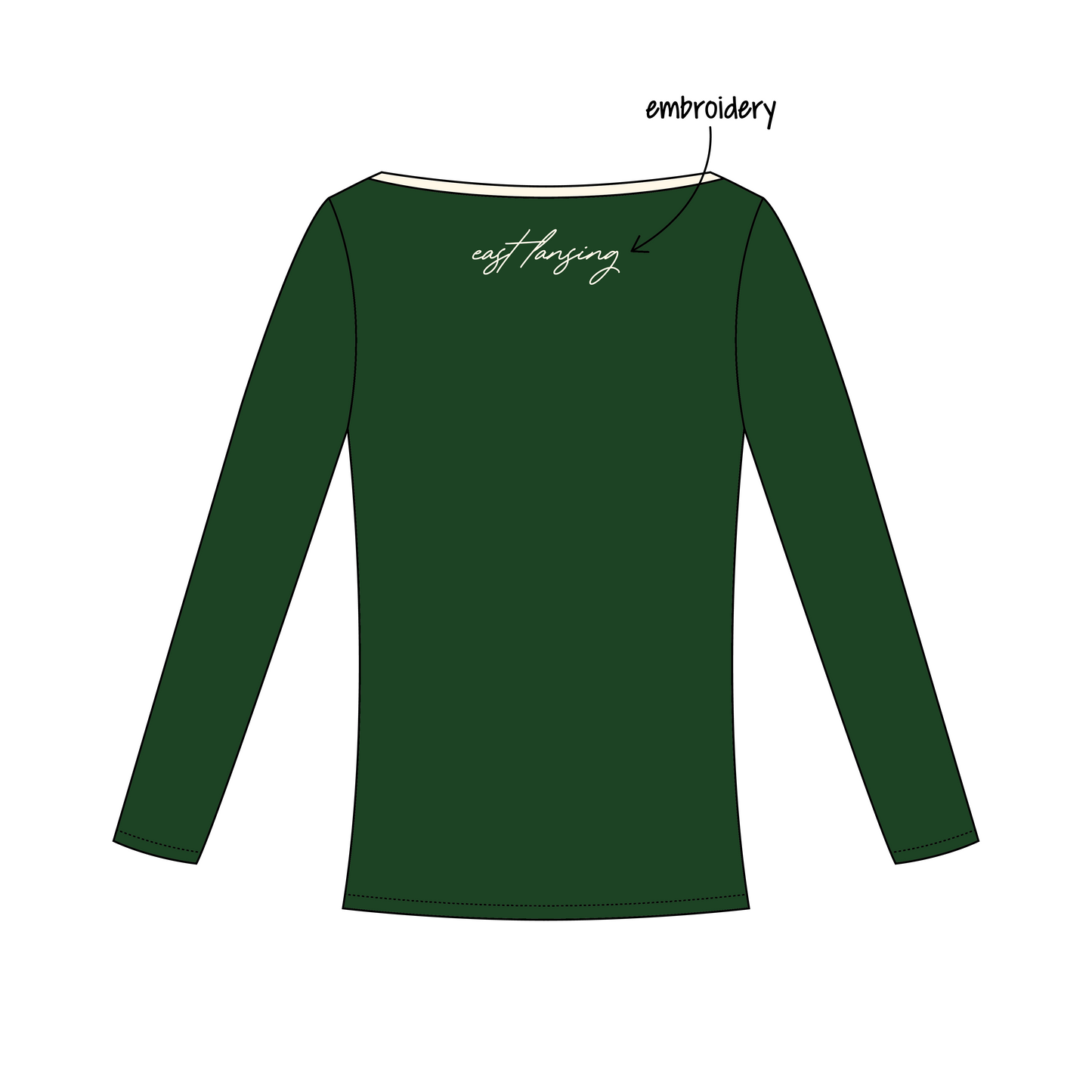 Michigan State University x Delta Gamma 'MSU vs. UMICH Rivalry Game' Audrey Boat Neck Long Sleeve