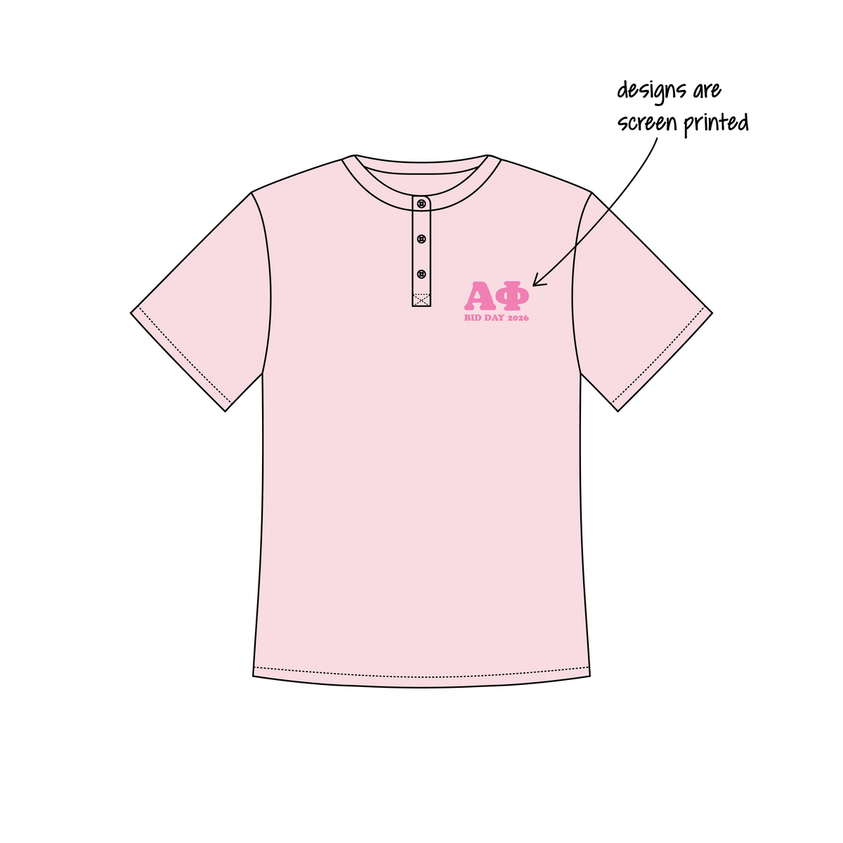 Louisiana State University x Alpha Phi 'Bid Day 2026- APhi at the Plaza' Olivia Short Sleeve Henley