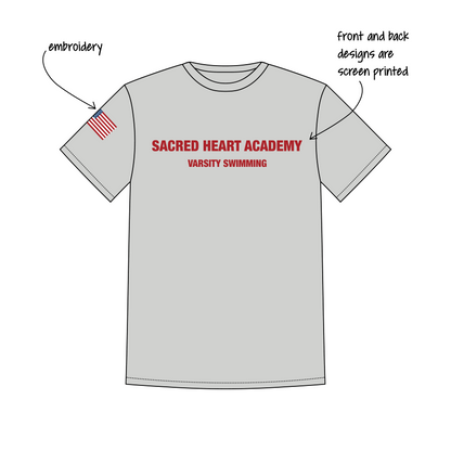 Sacred Heart Academy x Varsity Swim Team 'Fall 2026 Season' Leo T-Shirt