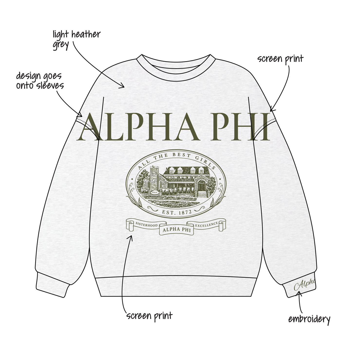 Iowa State University x Alpha Phi 'fall merch' Signature Crewneck