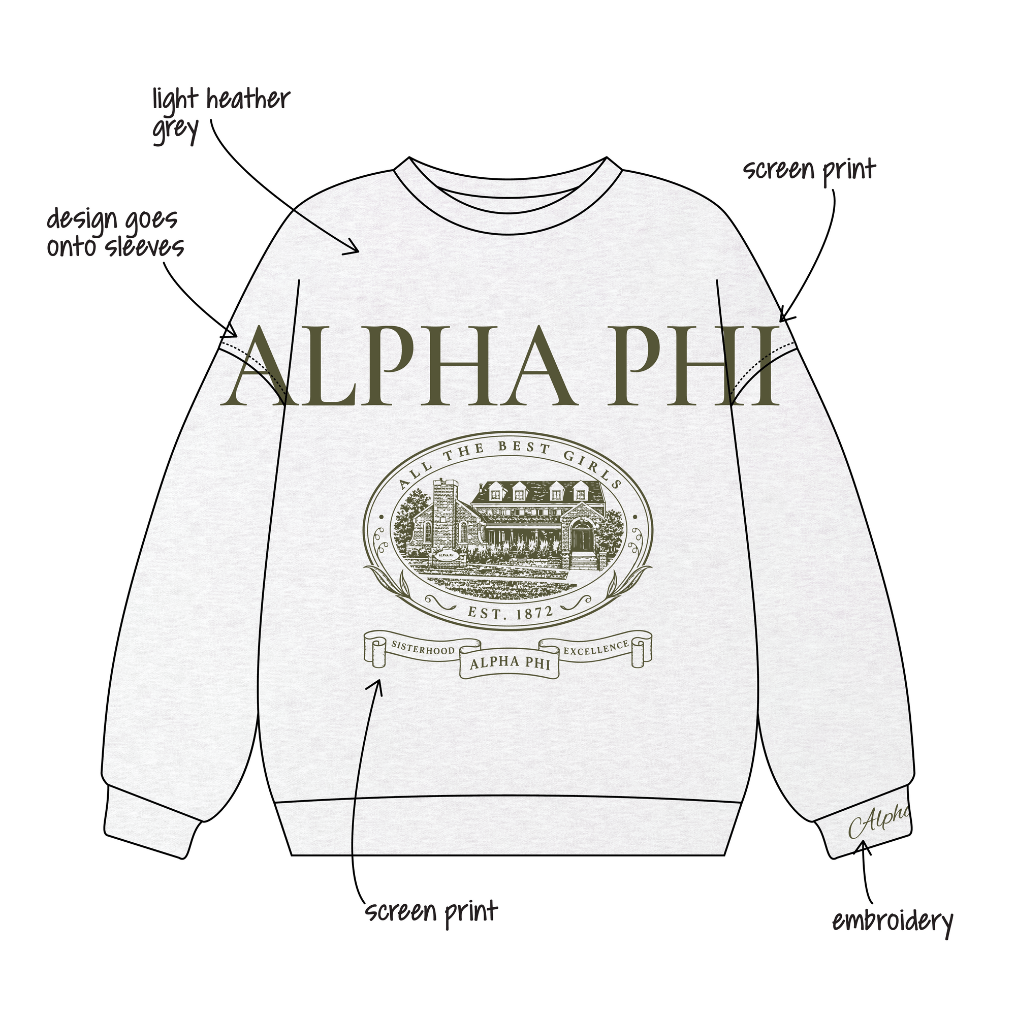 Iowa State University x Alpha Phi 'fall merch' Signature Crewneck