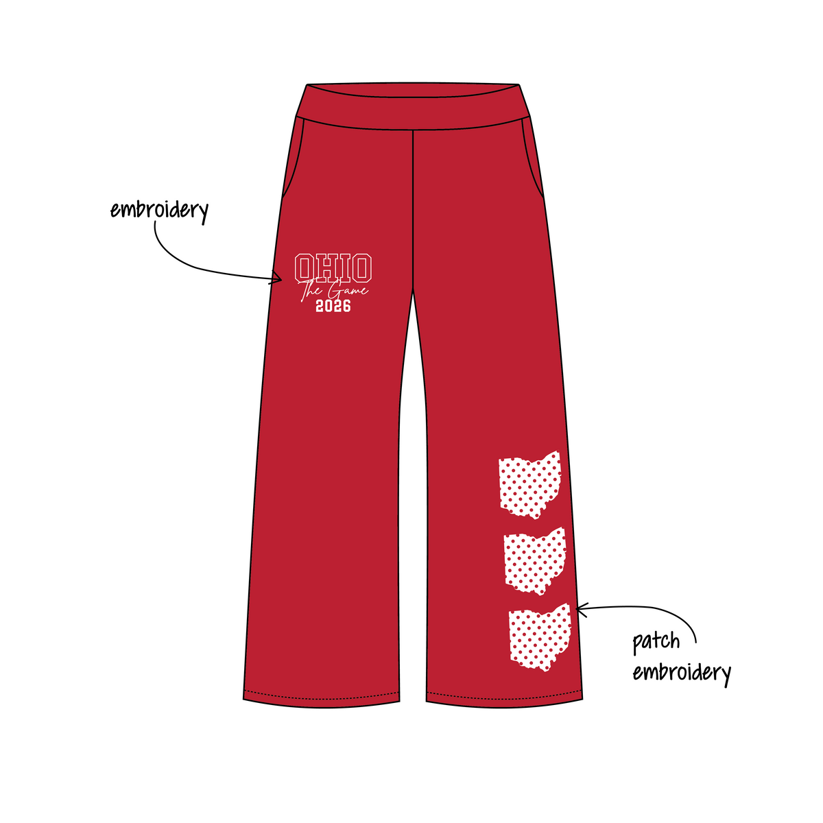 Ohio State University x Delta Delta Delta 'Fall Sweatset' Jagger Wide-Leg Sweatpants