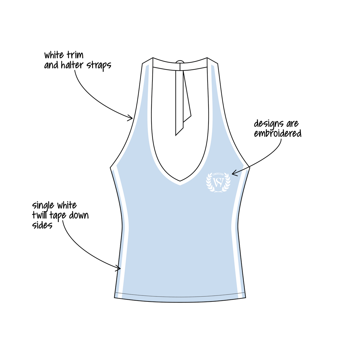 University of Oregon x Oregon Wellness Society 'Club Merch' Leona Halter Top