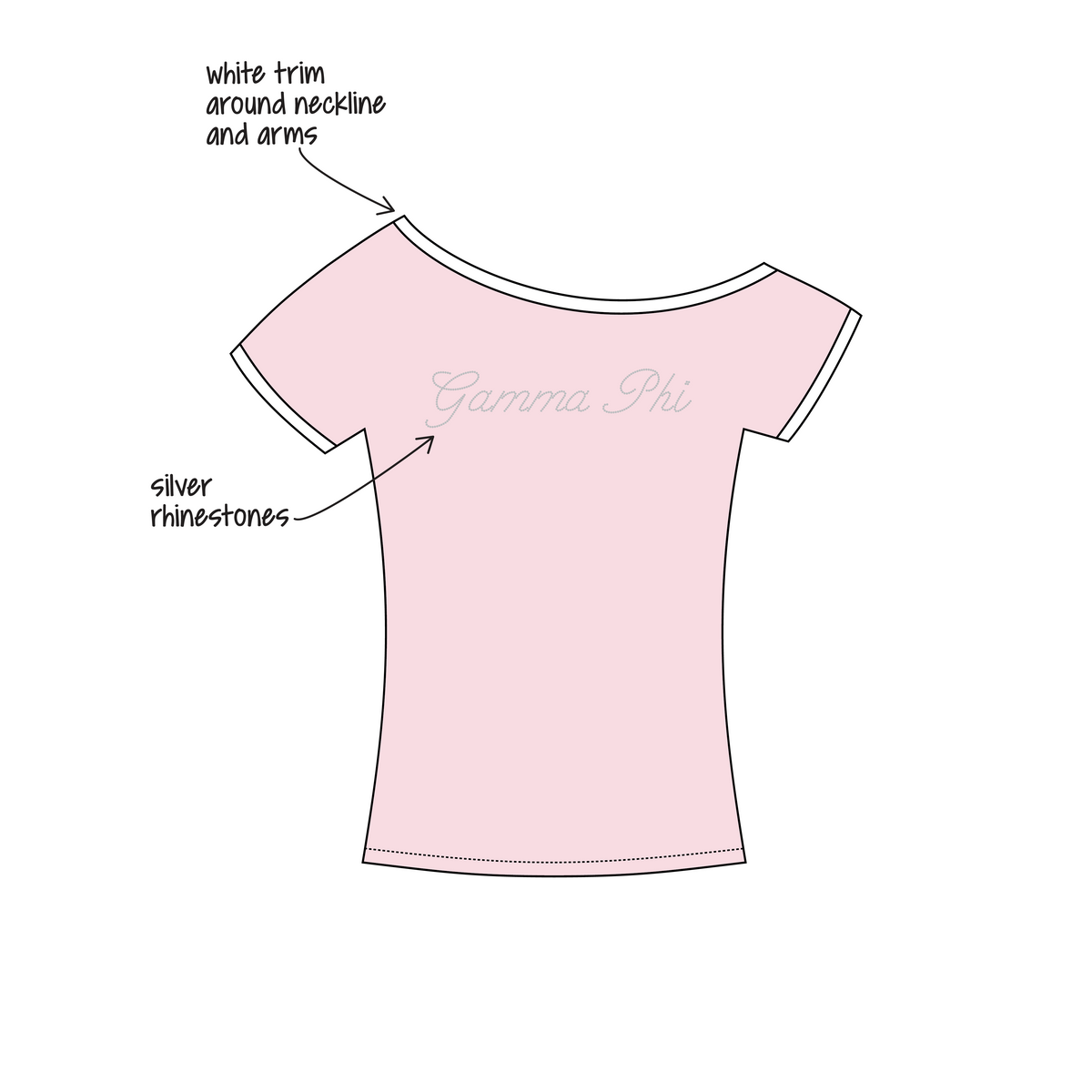 Purdue University x Gamma Phi Beta 'pr drop' Blaine Off-the-Shoulder Baby Tee