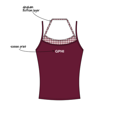 California State University, San Marcos x Gamma Phi Beta 'Annual Chapter Merch' Sara Double Layer Tank Top