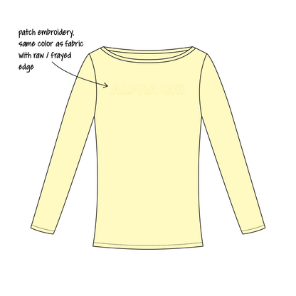 Baylor University x Alpha Chi Omega 'PR' Audrey Boat Neck Long Sleeve