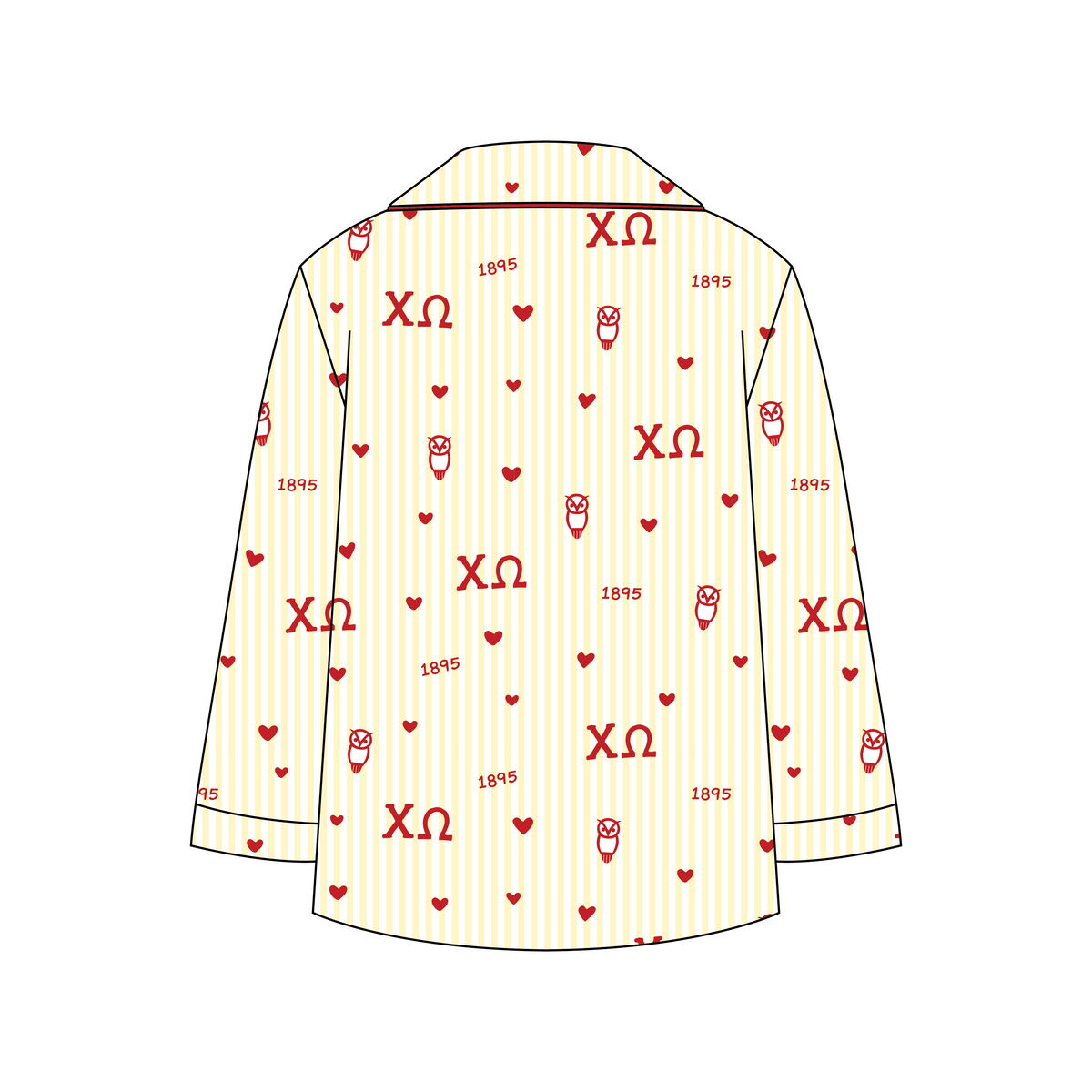 University of Arizona x Chi Omega 'Live in PJs' Signature Pajama Long Sleeve Top