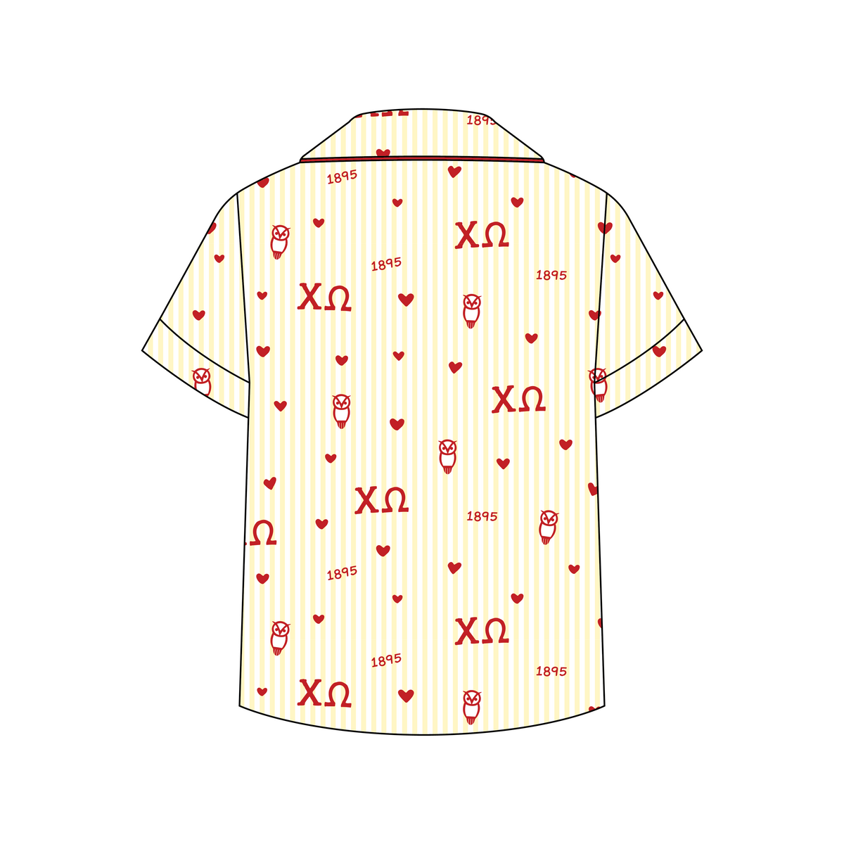 University of Arizona x Chi Omega 'Live in PJs' Signature Pajama Short Sleeve Top