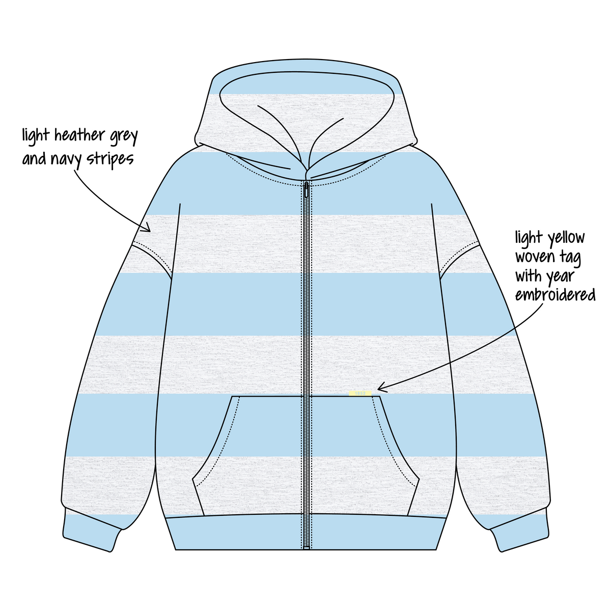 University of Missouri (Mizzou) x Phi Mu 'Initiation merch' Signature Zip-Up Hoodie