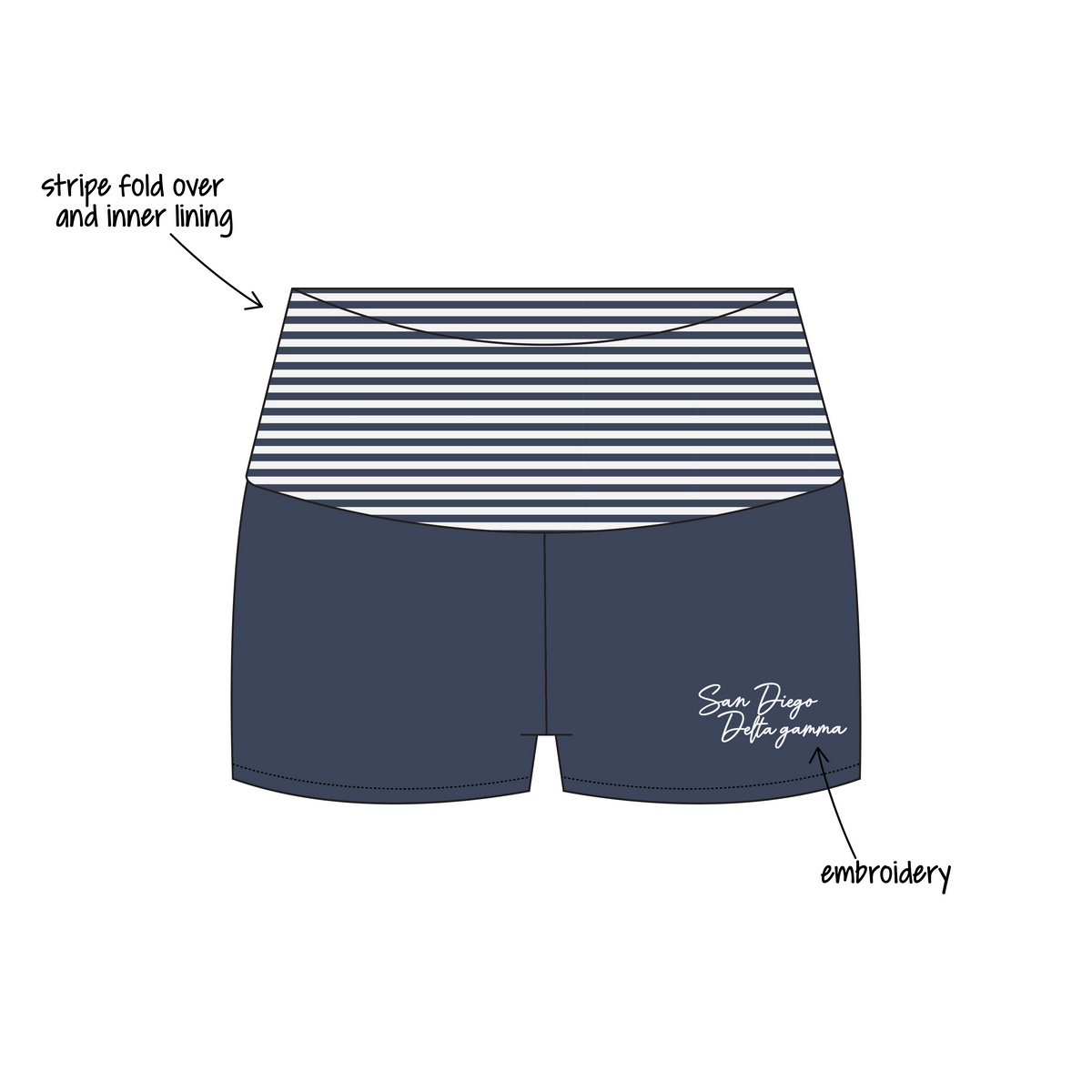 San Diego State University x Delta Gamma 'Fall Sweat Sets' Haven Foldover Shorts